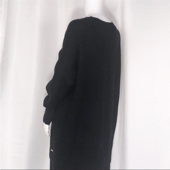Calvin Klein Black Scoop Neck Gold Buttons Sweater SzL Long Sleeves & Loose Fit - Picture 7 of 13